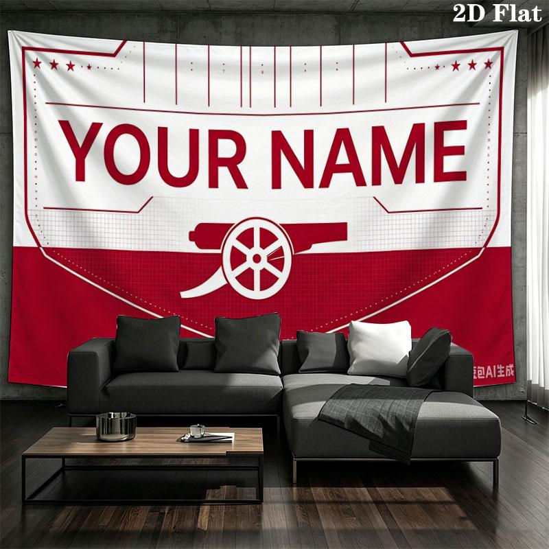 Custom Name,Arsenal Wall tapestry, aesthetic printed fabric blanket, suitable for bedroom, living room, and home decor.