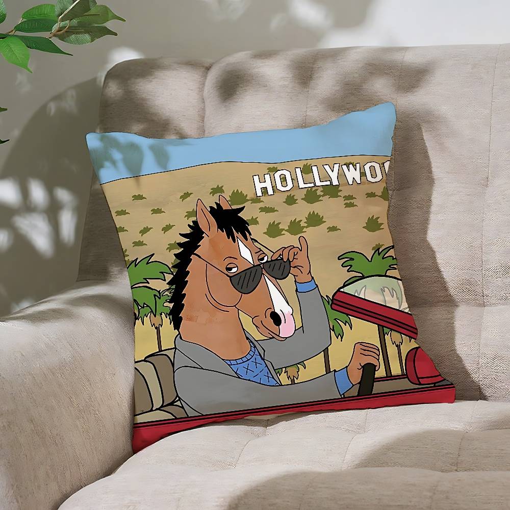 Funny Bbojack HorsemanS Customizable Square Pillowcases Stylish And Soft Perfect For Beds Cars And Sofas