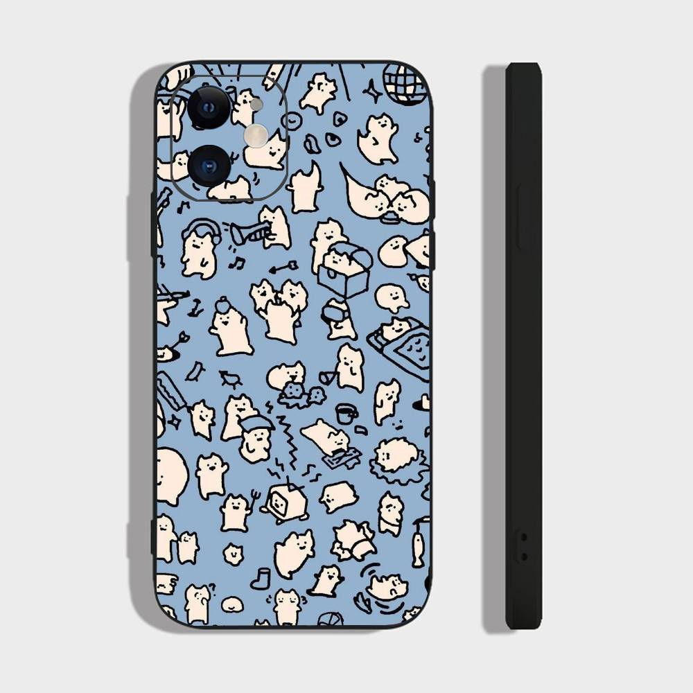 Милый рисунок для iPhone 13,17,11,12,16,14,15,Plus,Pro Max Мягкий силиконовый черный чехол для телефона
