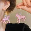 Серьги-крючки из смолы ручной работы в виде лошади, подвески в виде животных с жемчугом, аксессуары для стильных женщин ручной работы