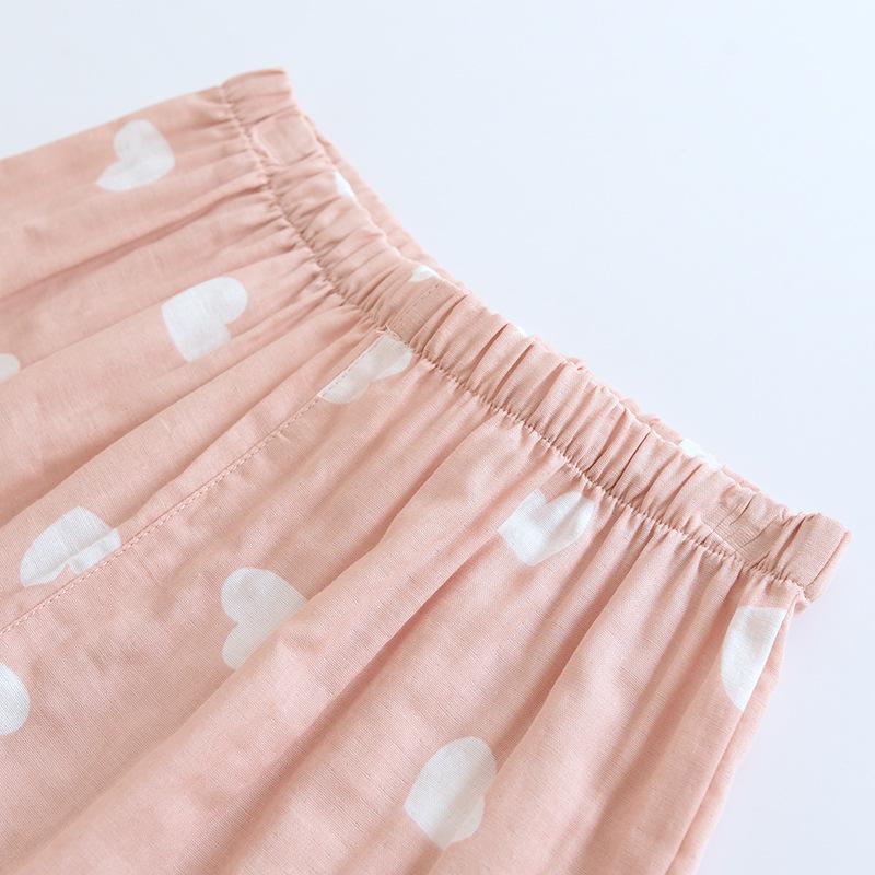 Женский пижамный комплект из чистого хлопка, три предмета: Топ с коротким рукавом, длинные брюки и шорты для летней и весенне-осенней домашней одежды.