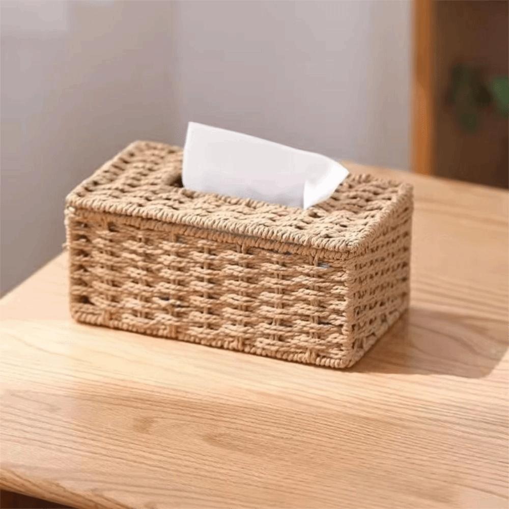 Handmade Imitation Rattan Tissue Case Decoration Tissue Paper Container Living Room