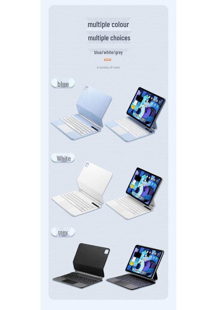 Магнитная подвесная клавиатура Magic Keyboard для iPad Air 11-го поколения и Pro 13 - С подсветкой, с чехлом Sleep Air 5