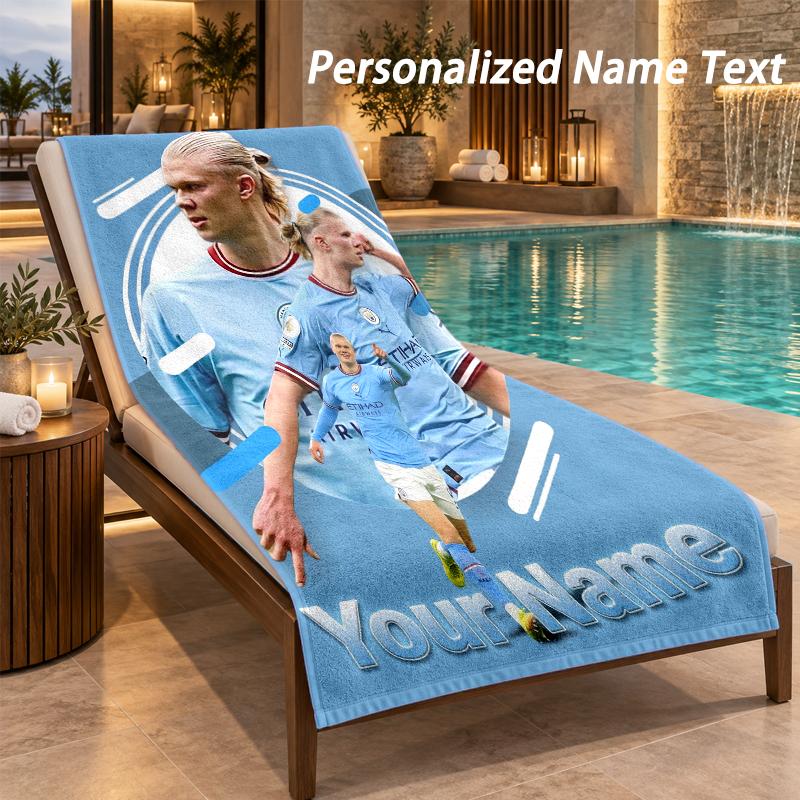 Custom Text Erling Haaland Print Beach Towel Large Towel For Home Bathroom Beach
