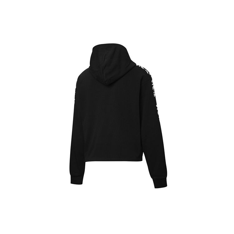 Puma Укороченная толстовка с капюшоном Amplified с принтом логотипа Женские топы Черный 583808-01