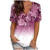 Модная женская футболка с V-образным вырезом, элегантная, модная, с коротким рукавом, летняя, с 3D-принтом, с цветочным принтом, свободные топы, несколько цветов