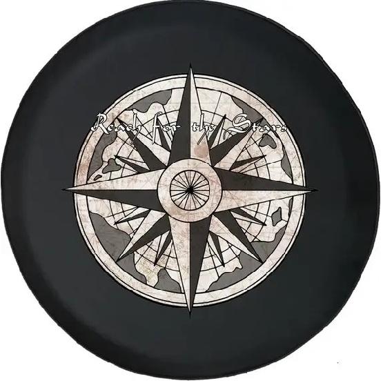 Compass Rose Black Spare Tire Cover UV Sun Wheel Covers Fit for Trailer, RV, SUV and Many Vehicle 15 Inch