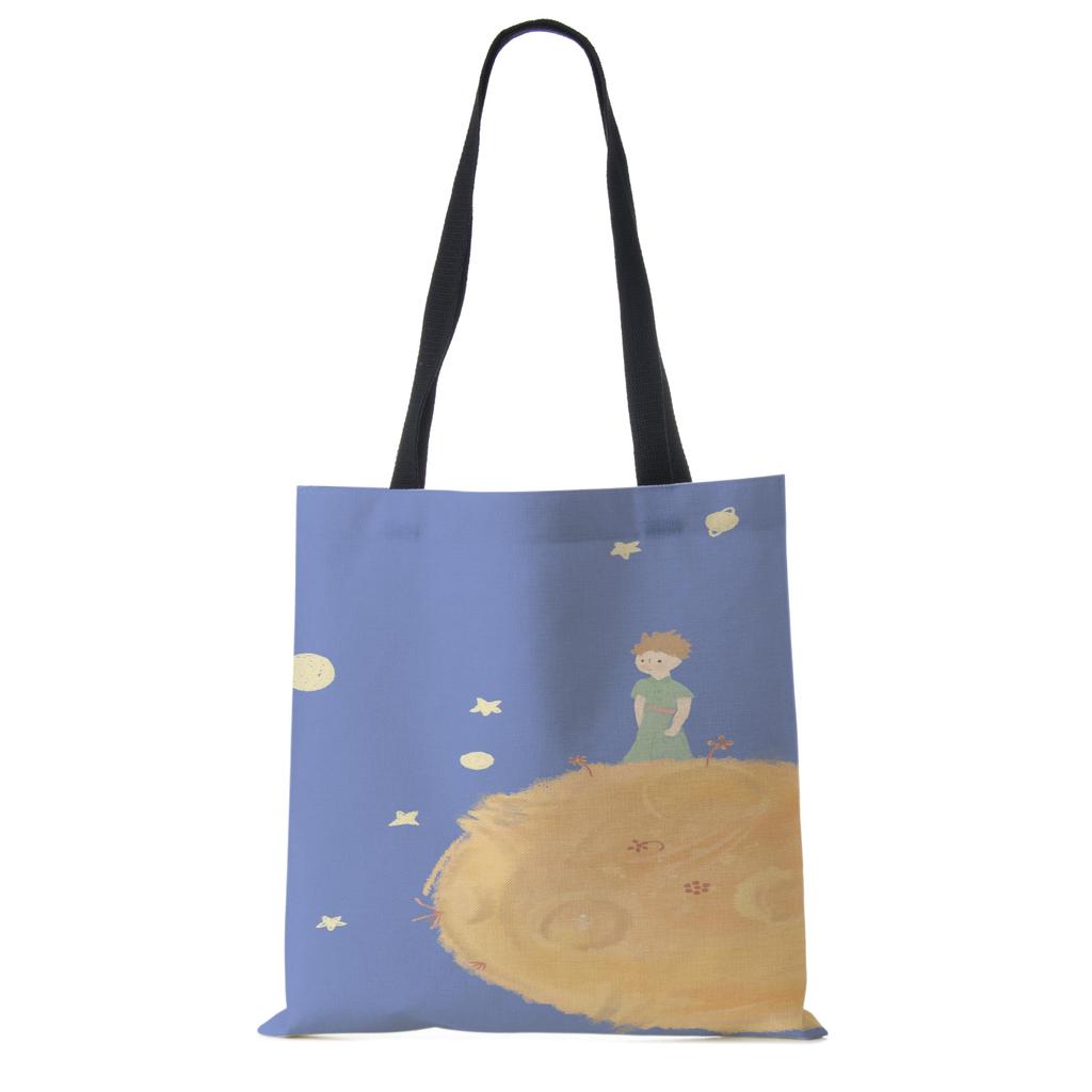 Классический мультфильм Маленький принц Лис Роза Принт Женские сумки-тоут Женские Повседневные Сумки через плечо Эко Сумки для покупок Для улицы KTY