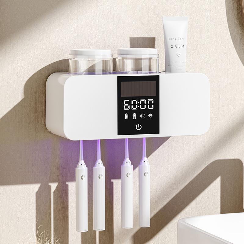 Olovvs Умный УФ Стерилизатор для зубных щеток с электрической сушкой, Безударная установка, Стакан для полоскания рта и Держатель для зубной пасты.