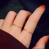 Korean Light Luxury Sparkling Diamond Gold Titanium Ring - Women's Index or Pinky Finger Jewelry