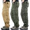 Мужские брюки-карго с несколькими карманами, сплошной цвет, свободные большие размеры, повседневная одежда, уличная одежда, длинные рабочие брюки, тренировочные брюки на открытом воздухе