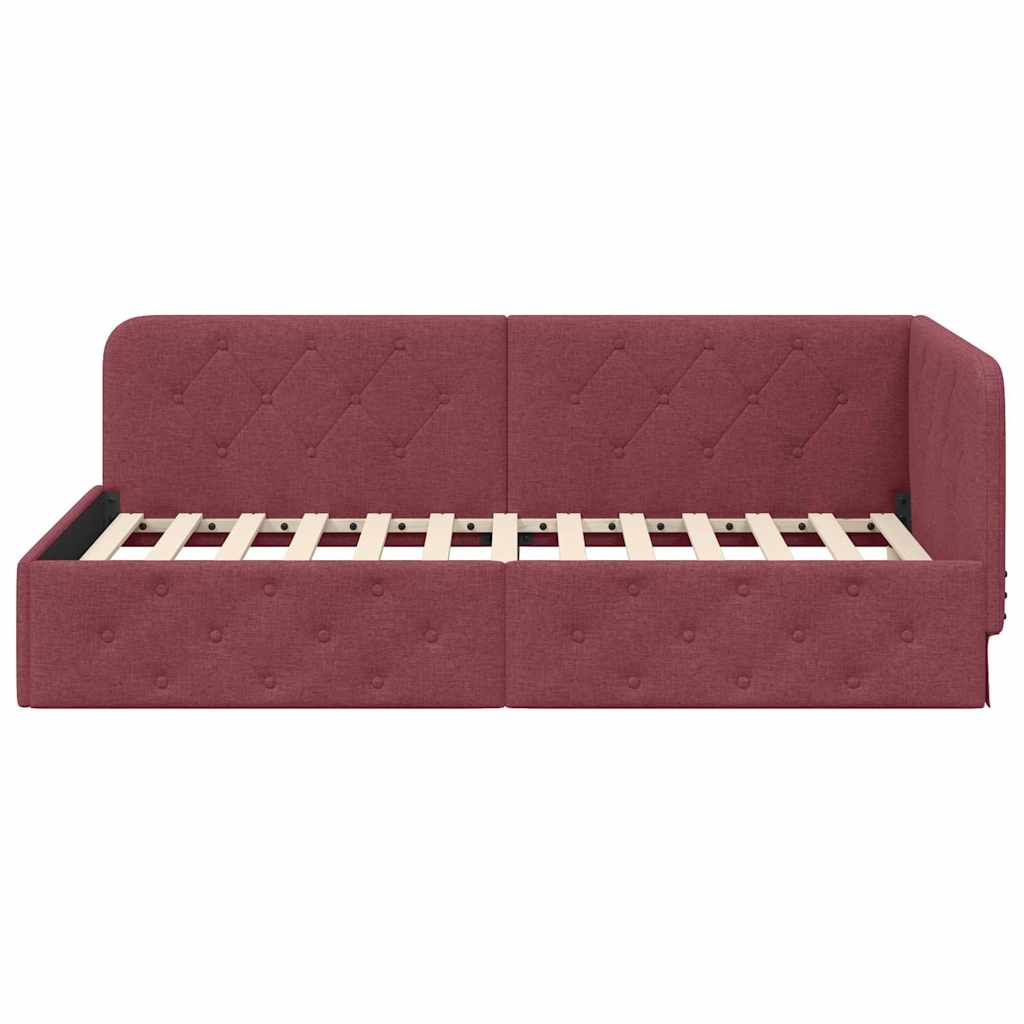 Corner Bed Frame Burgundy 90 x 190 cm Fabric