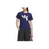 Adidas Originals X Hello Kitty Collaboration Fashion Comfortable Trendy Simple Short Sleeve Regular T-Shirt Women Tops Deep-Blue KC3096