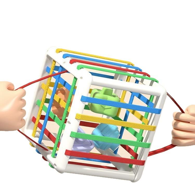 Радужный кубик Рубика, строительные блоки-пазл для развития мелкой моторики малыша, 1-2 года