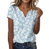 Женская повседневная футболка с цветочным принтом, пуловер с V-образным вырезом и коротким рукавом