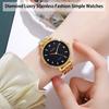 Simple and stylish wristwatch with classic large gold stainless and black Perfect for business or as a women's diamonds, design, accents, waterproof,