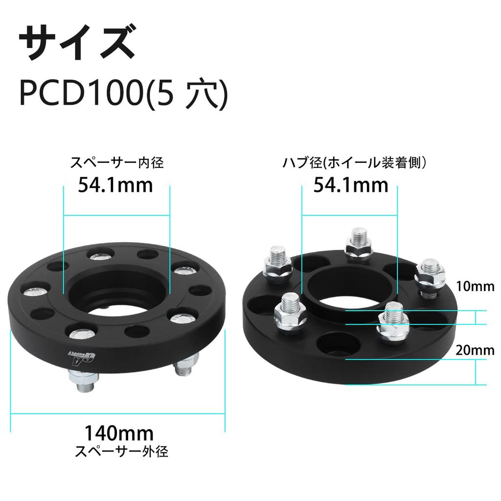 GAsupply PCD100 Forged Wide Tread Spacer, 5H, Inner Diameter: 2.1 Inches (54.1 Mm), M12XP1.5,