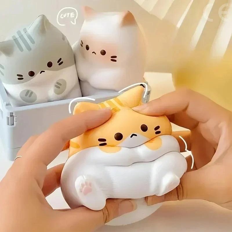 Кошка Медленно Поднимающаяся Игрушка-Сквиш, Кавайная Кошка Антистресс Мячик для Стола Мягкая Поролоновая Игрушка-Сжималка для Снятия Стресса и Расслабления Подарок