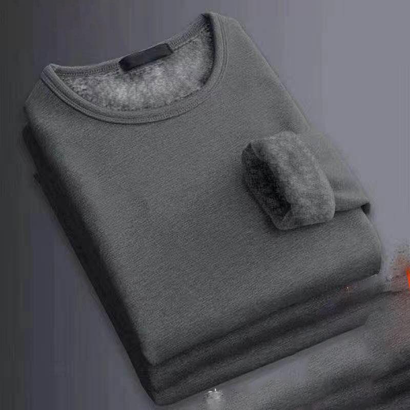 Термобелье для мужчин, верхняя часть, плотная терморубашка, длинный рукав, толстая рубашка, мягкий плюшевый пуловер, теплая футболка