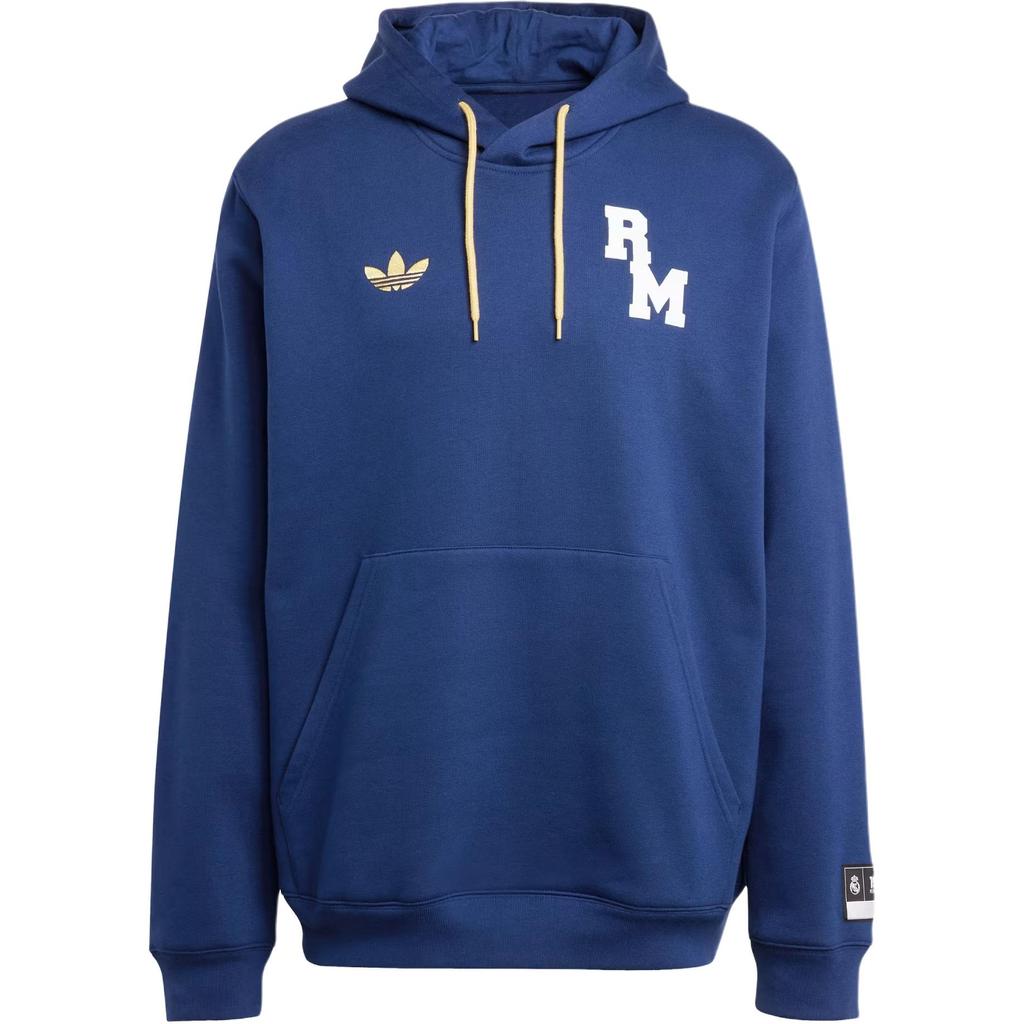 adidas Оригинальные мужские толстовки с капюшоном Vrct FW24 Real Madrid Logo Letter с теплой надписью, темно-синие JF2584