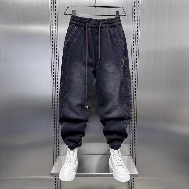 Y2k Fashion Japanese Harajuku Baggy Harem Jeans Men Black Korean Streetwear Hip Hop Casual Denim Pants for Street Daily Wear