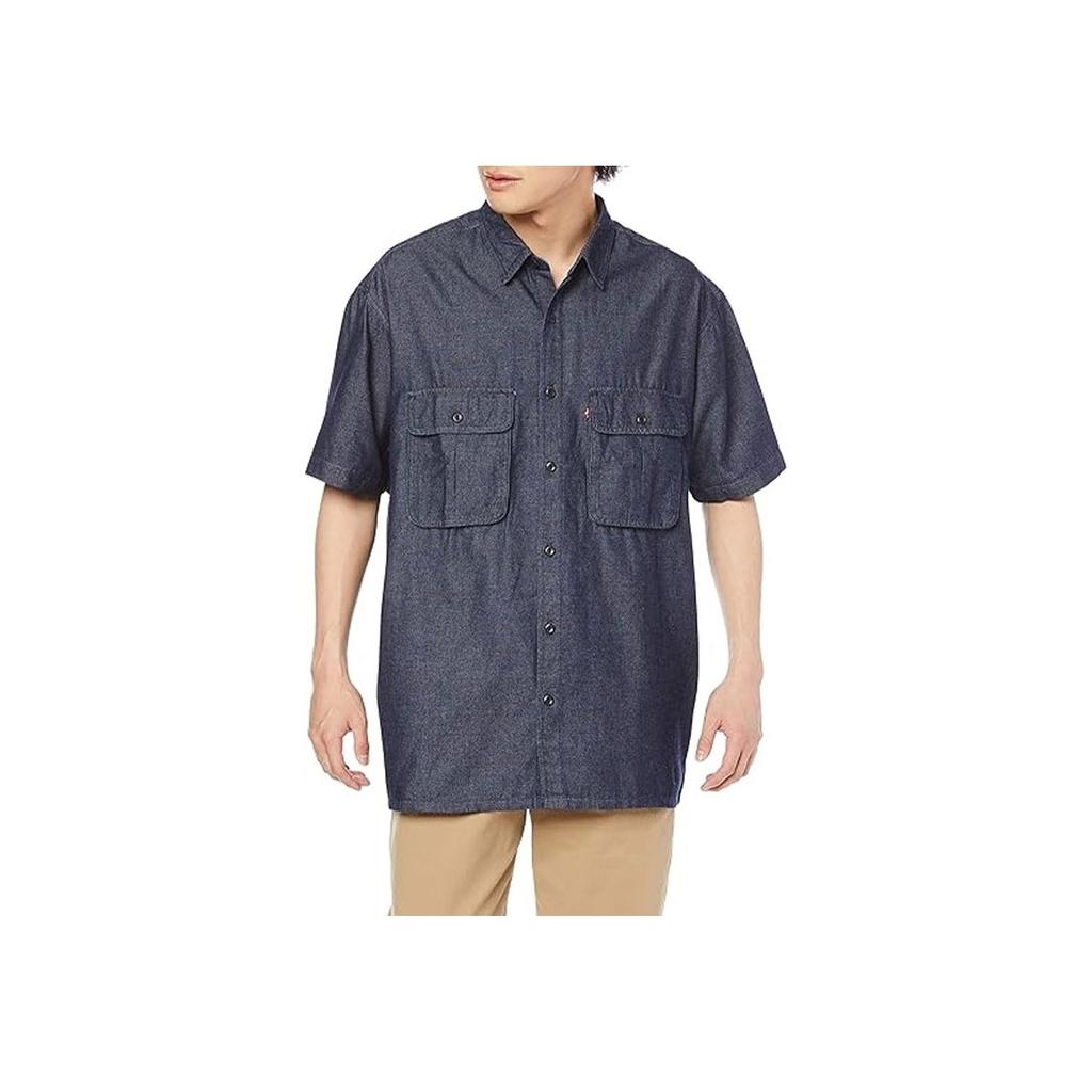Levis Cool Series Solid Color Comfortable Loose Short Sleeve Shirt Men Shirts Blue 39040-0003