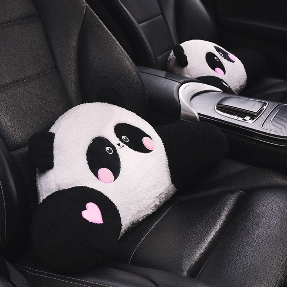 Plush Panda Auto Waist Support Cushion Heart Panda Car Headrest Cute   Car Accessories