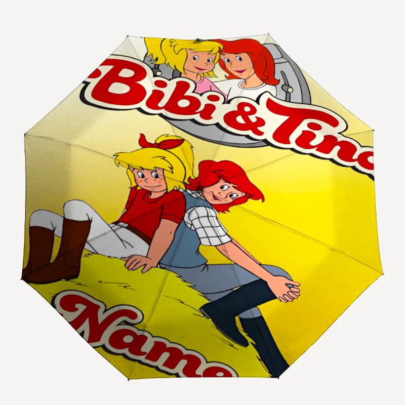 Custom Name Bibi Blocksberg Theme Automatic Umbrella, Lightweight & Portable, 8 Rib, Perfect for Outdoor Travel, Birthdays, Christmas, Gifts.