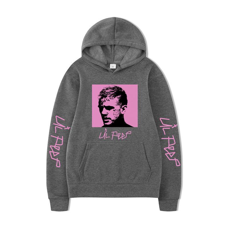 Худи Lil Peep – Унисекс Черная Флисовая Толстовка, Розовый Квадратный Портрет и Рукописный Текст на Рукаве, Уличная Одежда в Стиле Emo Rap