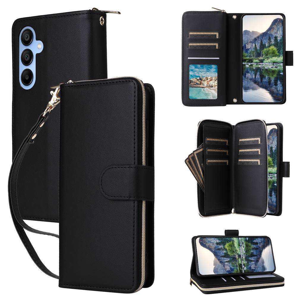 R20 For Samsung Galaxy A15 4G/5G Case Zipper Phone Leather Cover Stand View