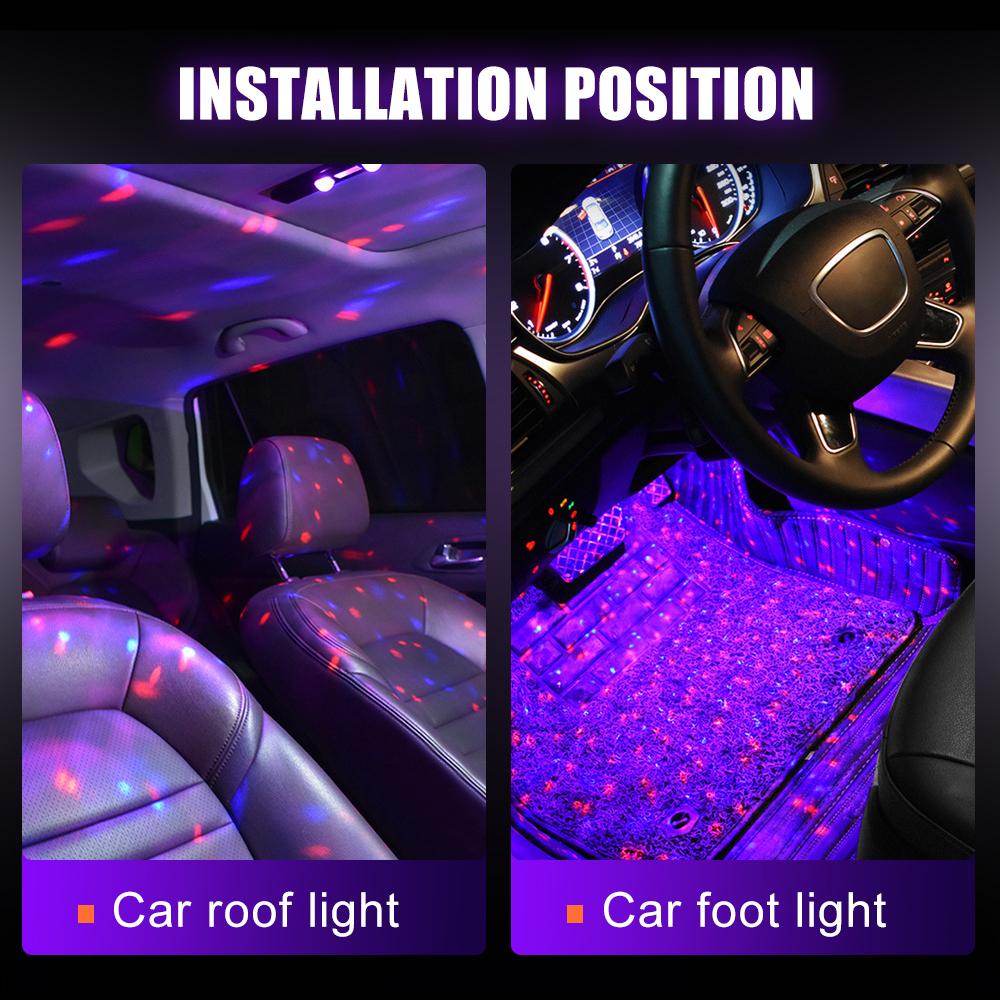 OKEEN светодиодный автомобильный атмосферный светильник RGB на крышу со звездой, USB, беспроводная лампа, несколько режимов, автомобильный интерьер, декоративная атмосфера для вечеринки