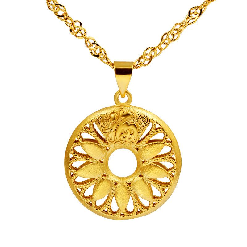 Auspicious Safety Buckle Pendant Necklace for Women Gold Safe and Complete, Auspicious and Wishful