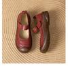 Johnature Genuine Leather Soft Soled Flat Shoes Retro Round Toe Shallow Versatile Comfortable Women's Shoes