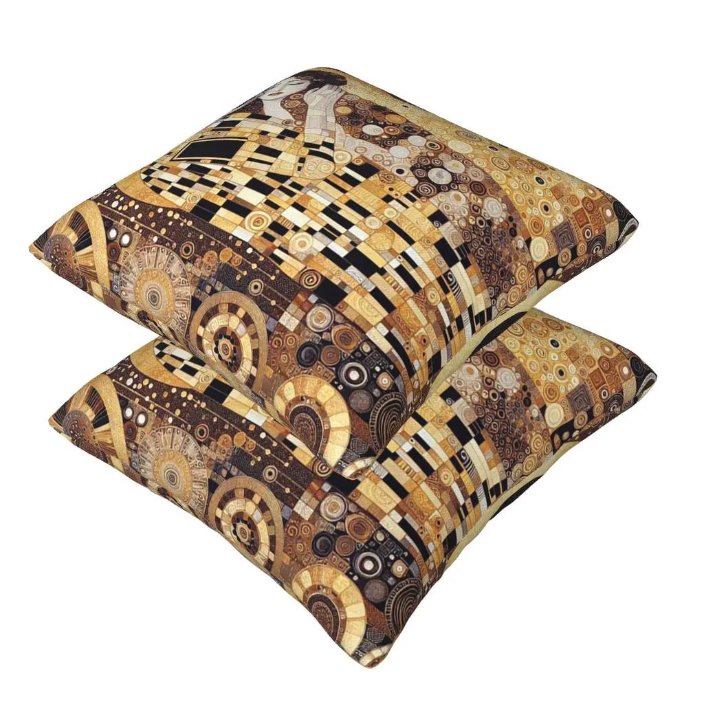 Gustav Klimt The Kiss Abstract Freyas Art 2 Pcs Square Pillowcase Pillow Cover Cushion Throw Pillow For Home Living Room