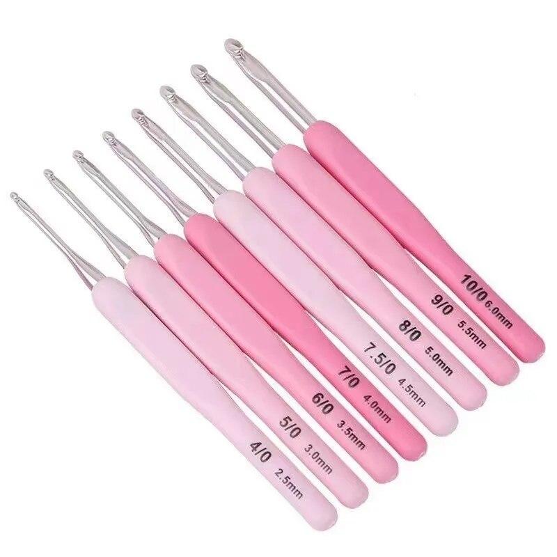 8Pcs Crochet Hook Kit 2.5-6mm Soft Handle Aluminum Alloy Hooks Set With 8 Sizes For DIY Crafts Knitting Crocheting Supplies