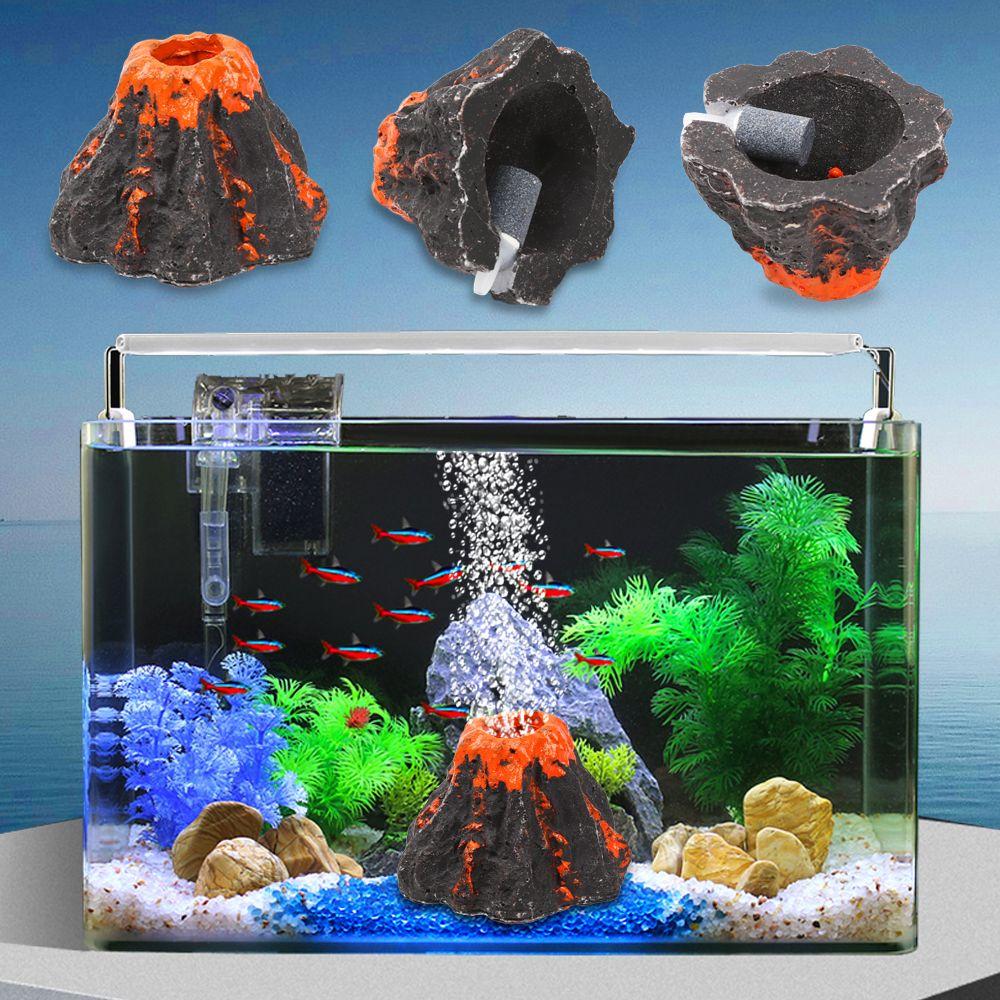 Practical Aquarium Resin Air Bubble Stone Ornament Decorations Volcano Shape Oxygen Pump