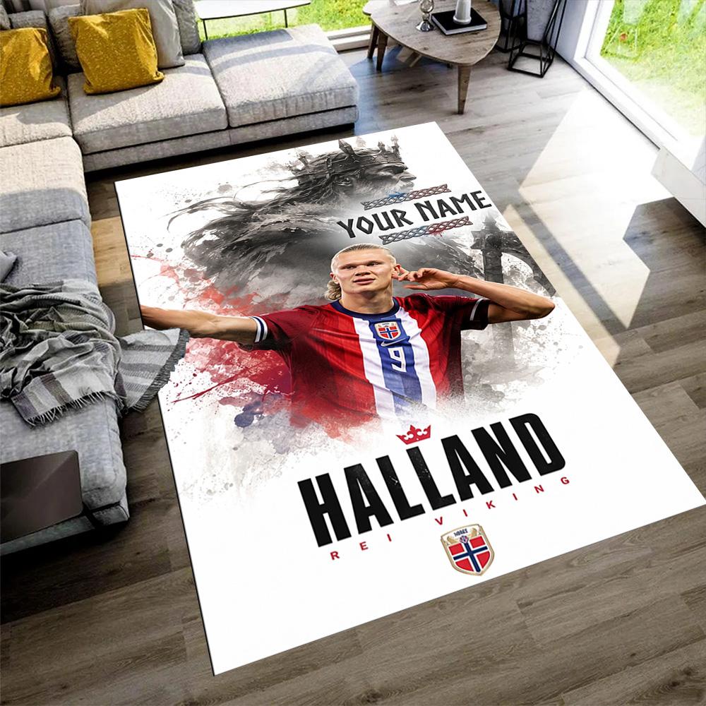 Haaland Customizable Name Area Rug Suitable for Living Rooms Outdoor Game Room Kitchen Anti-slip Rug Office home decor