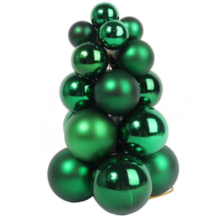 Set of 21 Baubles on a Bunch - Plastic Christmas Ornaments 28 cm - Green
