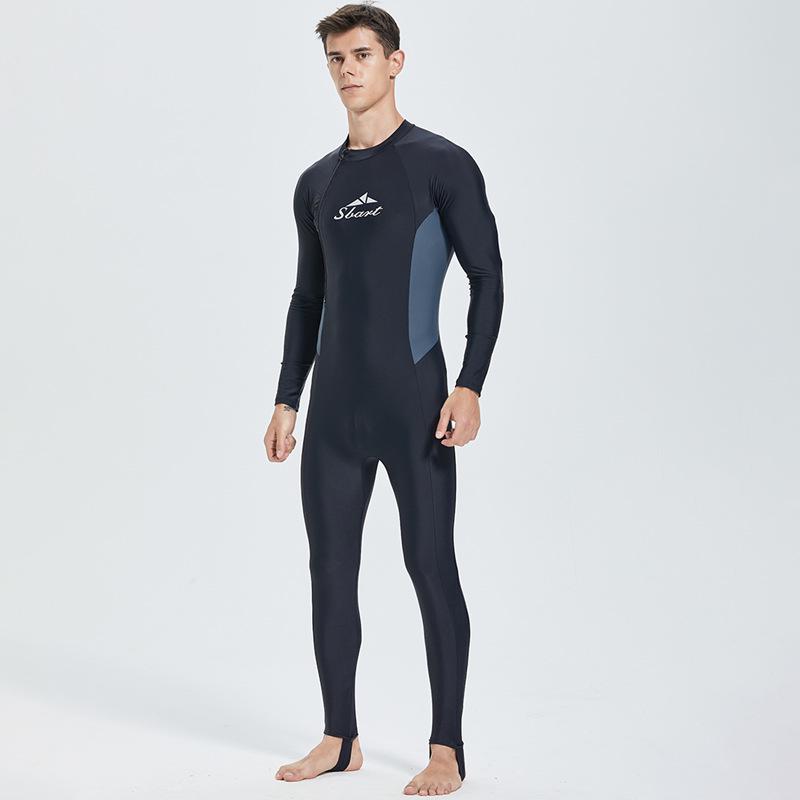 Men's Long Sleeve Quick-Dry Tight-Fit Swimsuit: Sun Protection, High Elasticity, Breathable, No Chest Pad, Perfect for Travel and Vacation.
