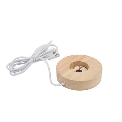 Светодиодная подсветка USB-интерфейс Материал из дуба, круглый, толщина 2 см0,8 дюйма, светящийся декоративный дисплей