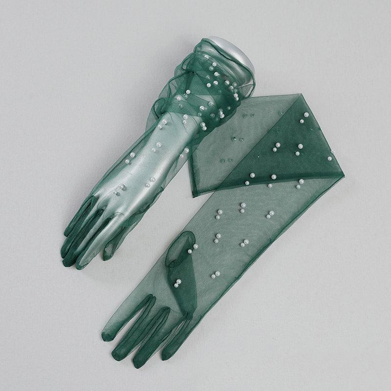 Белые свадебные перчатки Сетчатые перчатки Длинные перчатки Белые перчатки из пряжи Свадебные перчатки