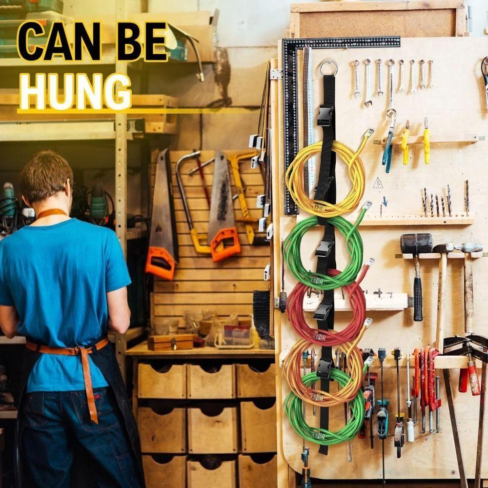 Гибкий органайзер для удлинителей, настенный, 5 петель с застежкой, вертикальные держатели для шнуров, экономия места, многоразовый