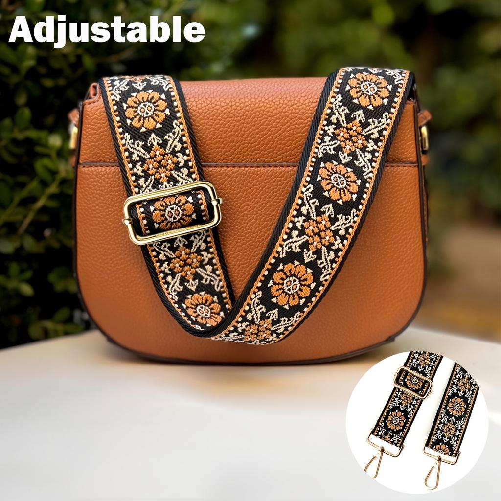3.8cm Wide Retro Pattern Detachable Adjustable Shoulder Strap, for Crossbody Bag Handbag Tote Bag Travel Bag Waist Pack Camera Strap Replacement