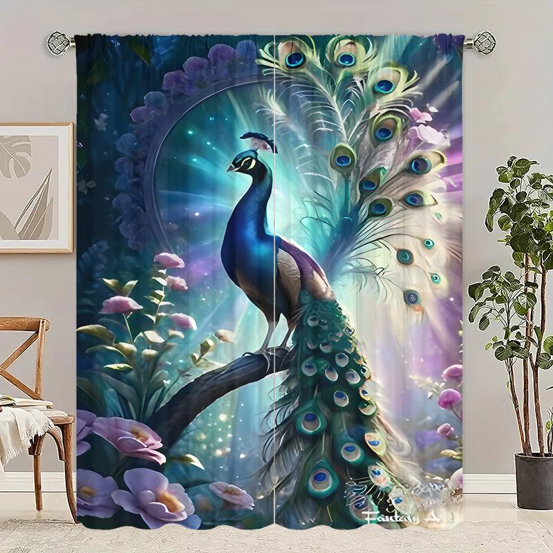 2 шт. - Шторы из полиэстера Vitality Peacock, шторы с кулиской 42*84, для спальни, гостиной, украшения домашней комнаты