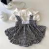 Одежда для собак, летняя роскошная клетчатая полосатая юбка на подтяжках для домашних животных, шляпа, жилет, комплект, платье для щенка, костюм для собаки чихуахуа, бишона, йорка
