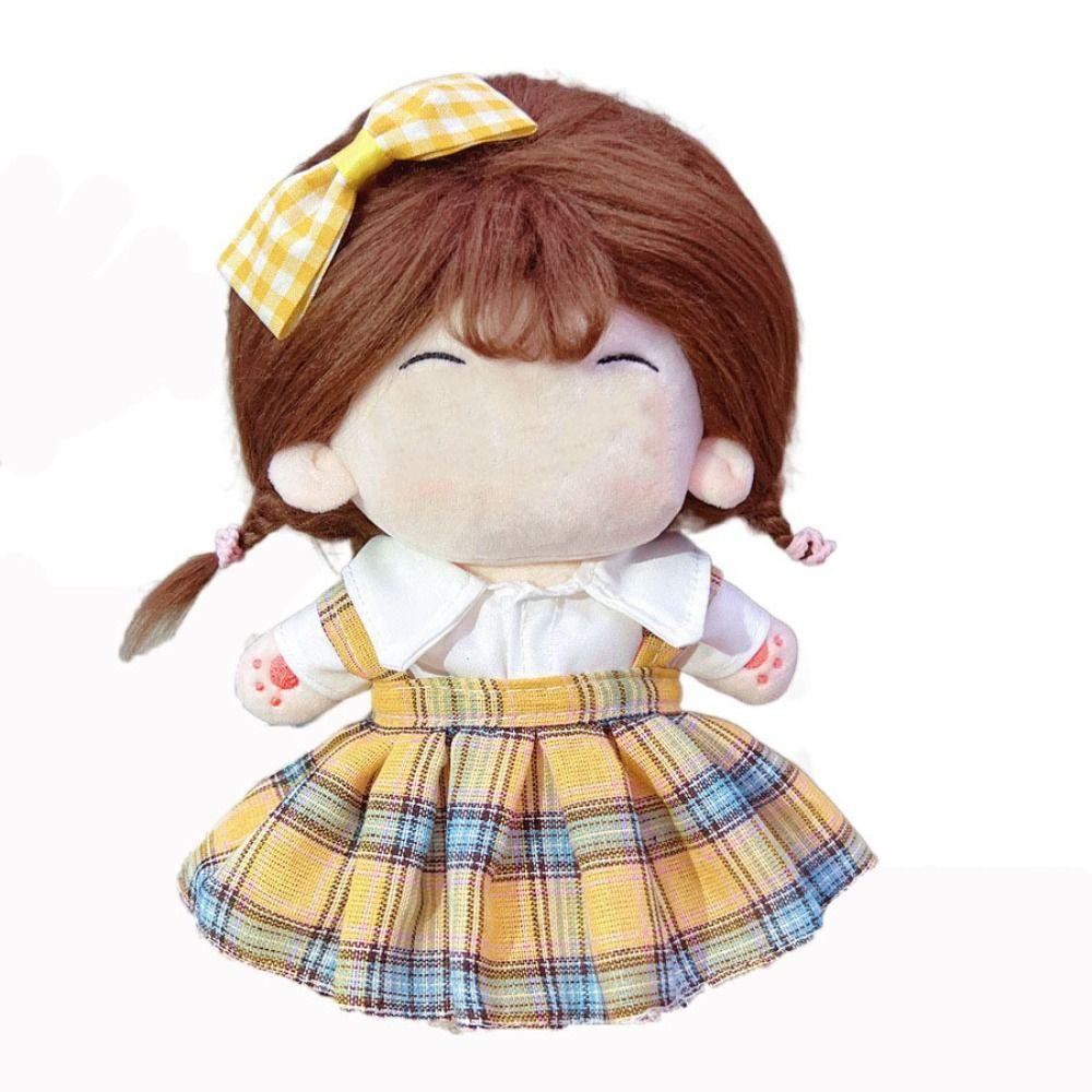 20CM Miniature Dress Suit Lolita Bowknot Headband Princess Dress Set Cotton Stuffed Doll