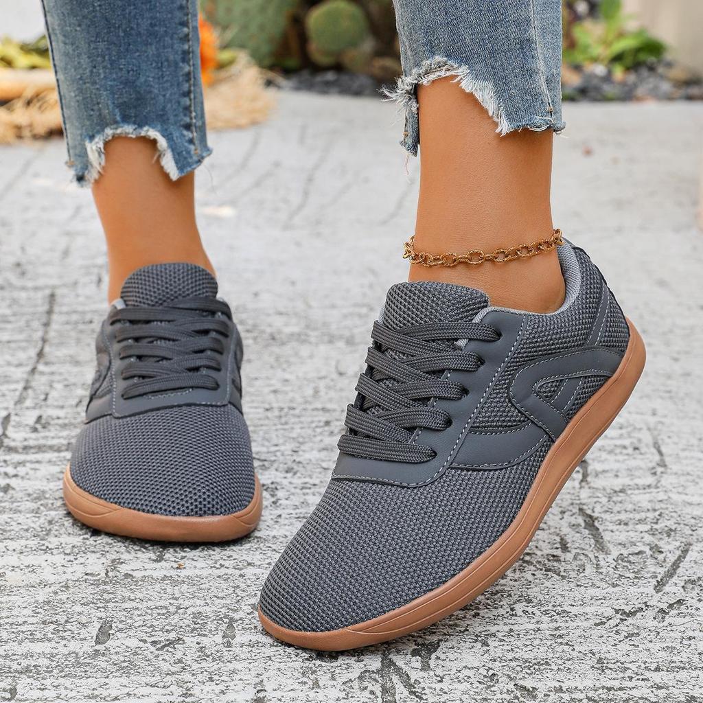 Женские спортивные повседневные туфли на широкую стопу из сетки для босой ноги - Дышащие, Низкие, На шнуровке для широких и полных ног