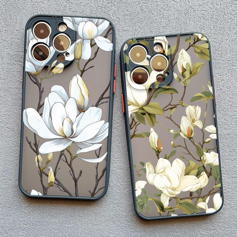 Чехол для телефона с цветком магнолии для iPhone 17 16 15 14 Plus Pro Max 13 12 11 Pro Max Mini X XR XS 16 15 Plus Ударопрочные задние крышки