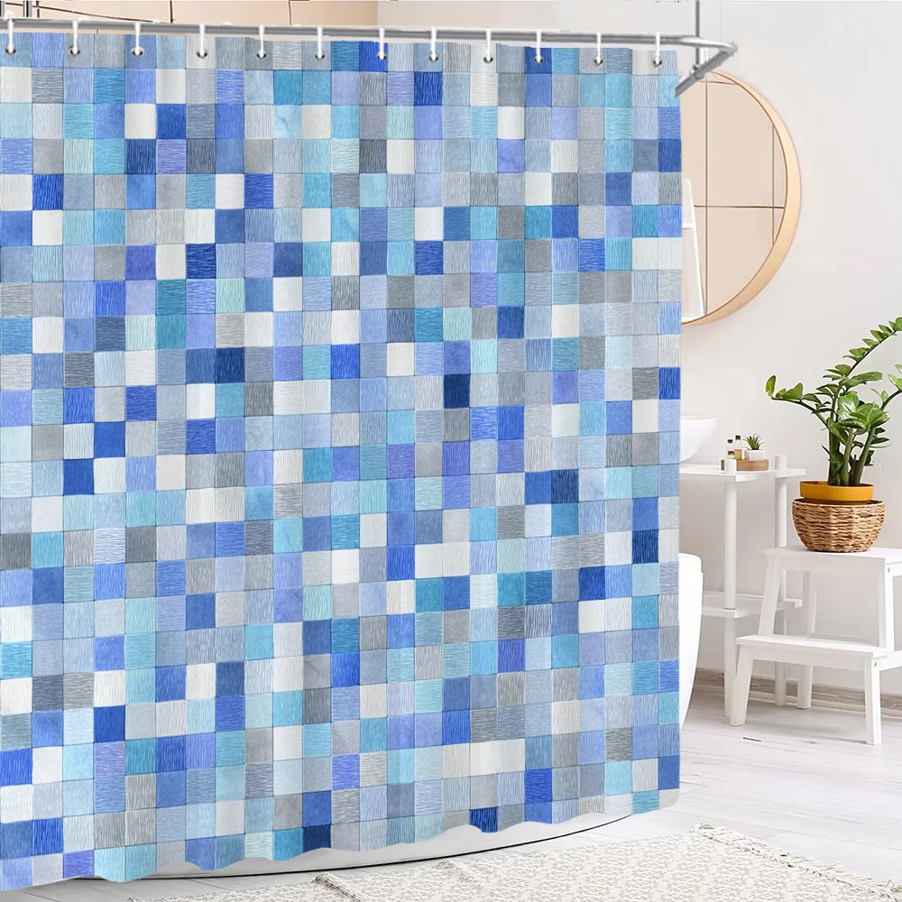 Modern Minimalist style Geometric Shower Curtain, Bathroom Decorative Shower Curtain, Waterproof Shower Curtain with Hooks