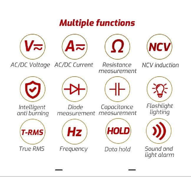 MUFASHA TRUE RMS Мультиметр AC/DC Фонарик Цифровой 6000 Отсчетов NCV Умный Мультиметр Высокоточный Мультиметр